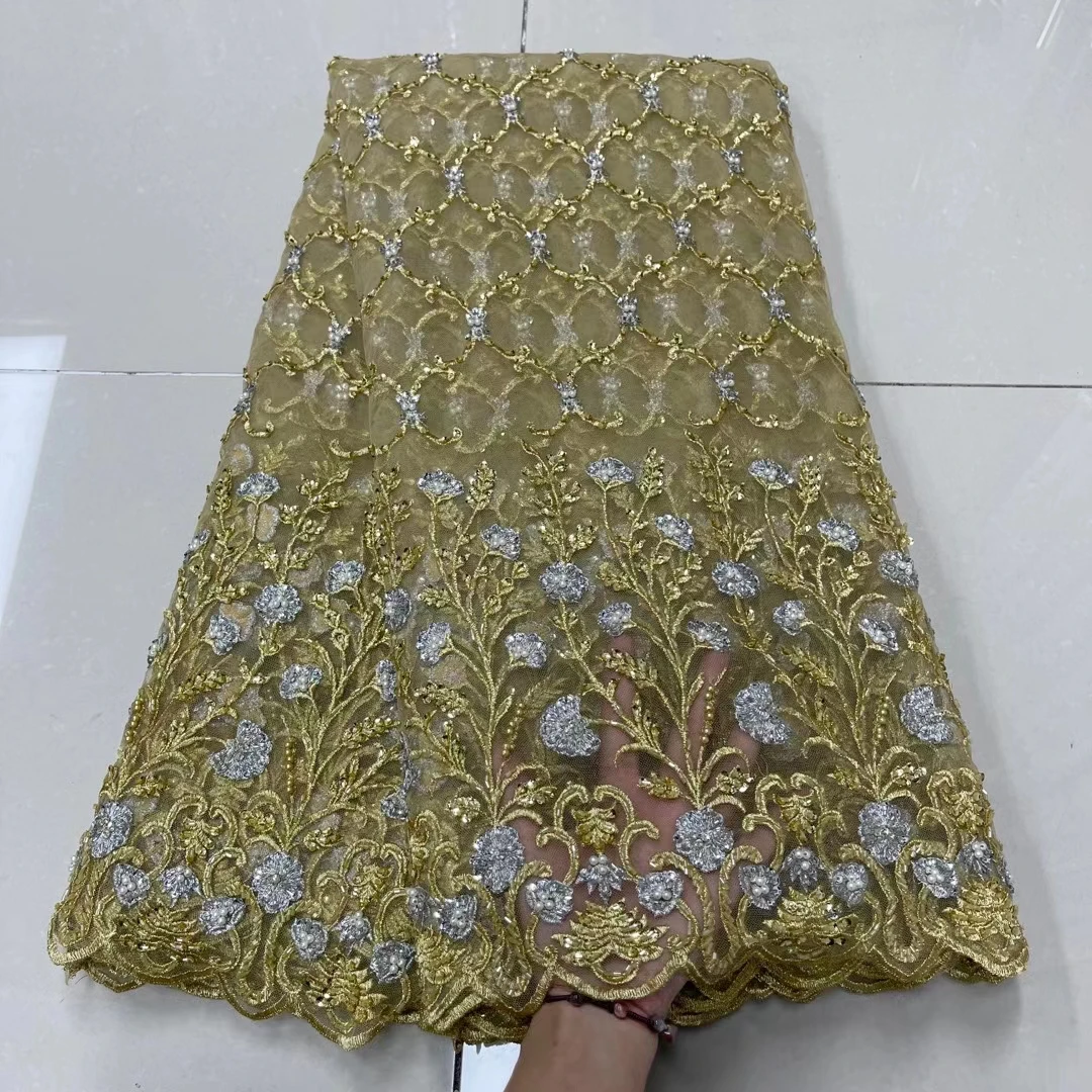 African Beaded Lace Fabric Embroidered Nigerian Lace Fabrics 2021 High Quality Lace French Dress Lace Fabric Sewing
African Beaded Lace Fabric Embroidered Nigerian Lace Fabrics 2021 High Quality Lace French Dress Lace Fabric Sewing