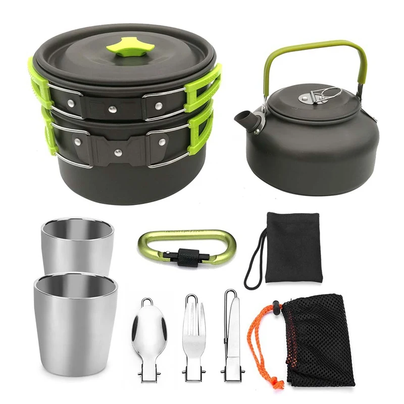 Aluminum Alloy Outdoor Camping Hiking Tableware Portable Cookware Cooking Picnic Set Pot Bowl Cup With Gas Stove Carabiner 
Aluminum Alloy Outdoor Camping Hiking Tableware Portable Cookware Cooking Picnic Set Pot Bowl Cup With Gas Stove Carabiner