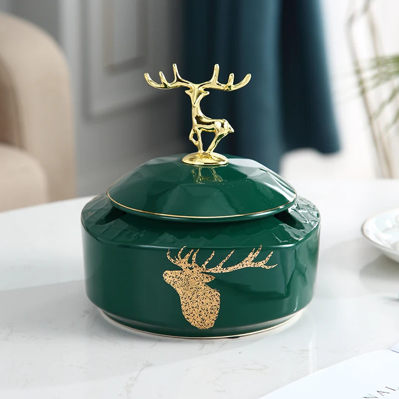 Fashion Ceramic Ashtray With Lid Tea Table Creative Ornaments Modern Home Decoration Accessories Cigar Ashtrays 
Fashion Ceramic Ashtray With Lid Tea Table Creative Ornaments Modern Home Decoration Accessories Cigar Ashtrays