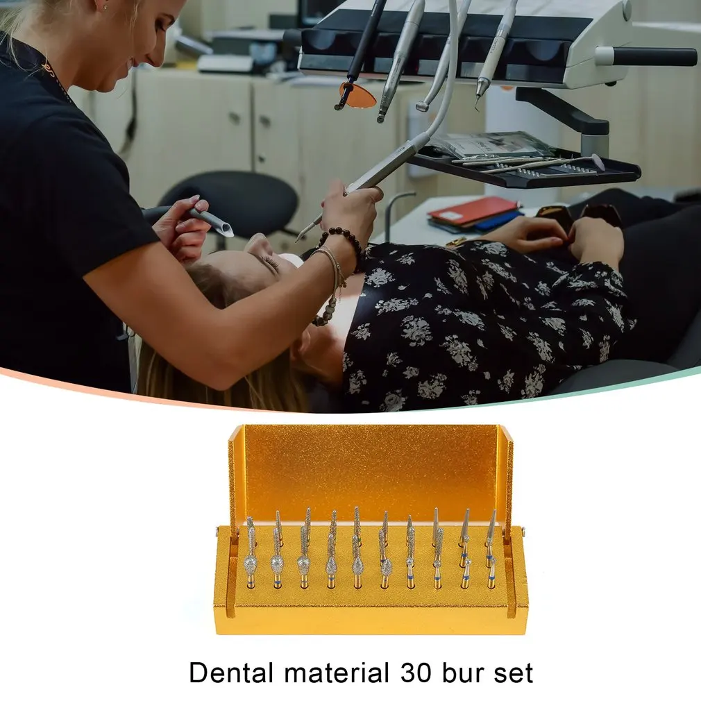 30Pcs Diamond Burs Drill + Disinfection Block High Speed Handpieces Tools Holder For Teeth Whitening
30Pcs Diamond Burs Drill + Disinfection Block High Speed Handpieces Tools Holder For Teeth Whitening