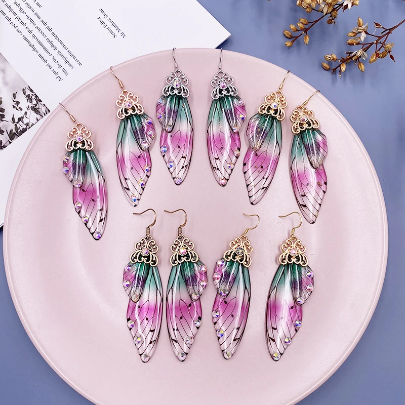 New Handmade Fairy Simulation Wing Earrings Insect Butterfly Wing Drop Earrings Foil Rhinestone Earrings Romantic Bridal Jewelry
New Handmade Fairy Simulation Wing Earrings Insect Butterfly Wing Drop Earrings Foil Rhinestone Earrings Romantic Bridal Jewelry