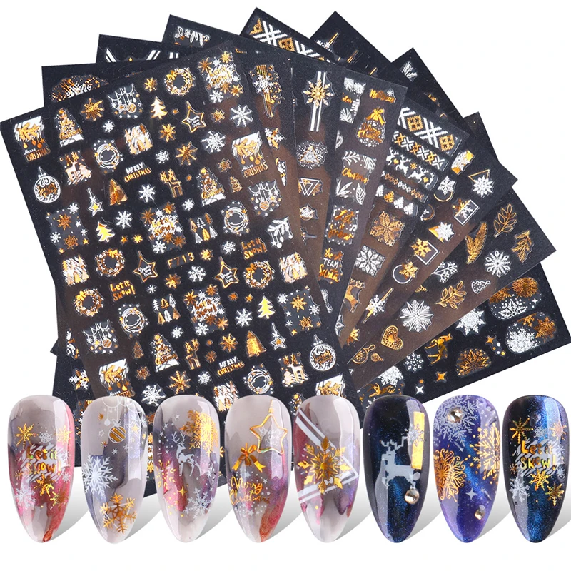 3D Christmas Nail Art Decals Decoration Self Adhesive Nail Art Stickers Manicure Design Gold White Snow Sticker for Nail Design
3D Christmas Nail Art Decals Decoration Self Adhesive Nail Art Stickers Manicure Design Gold White Snow Sticker for Nail Design