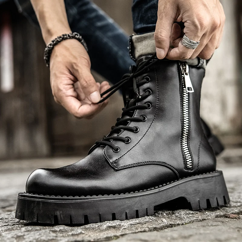 Мужские мотоциклетные ботинки со шнуровкой, черные ботильоны на толстой подошве, теплые высокие ботинки, обувь для зимы, 2019
Мужские мотоциклетные ботинки со шнуровкой, черные ботильоны на толстой подошве, теплые высокие ботинки, обувь для зимы, 2019