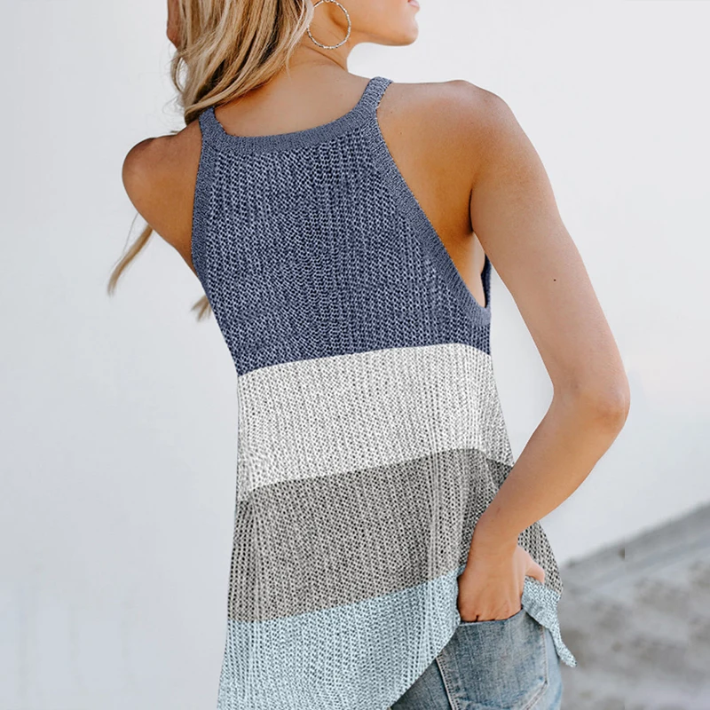 Women Tanks Halter Neck Off-shoulder Knitted Striped Stitching Beach Holiday Vest Female Girls T-shirt Sleeveless Casual tee
Women Tanks Halter Neck Off-shoulder Knitted Striped Stitching Beach Holiday Vest Female Girls T-shirt Sleeveless Casual tee