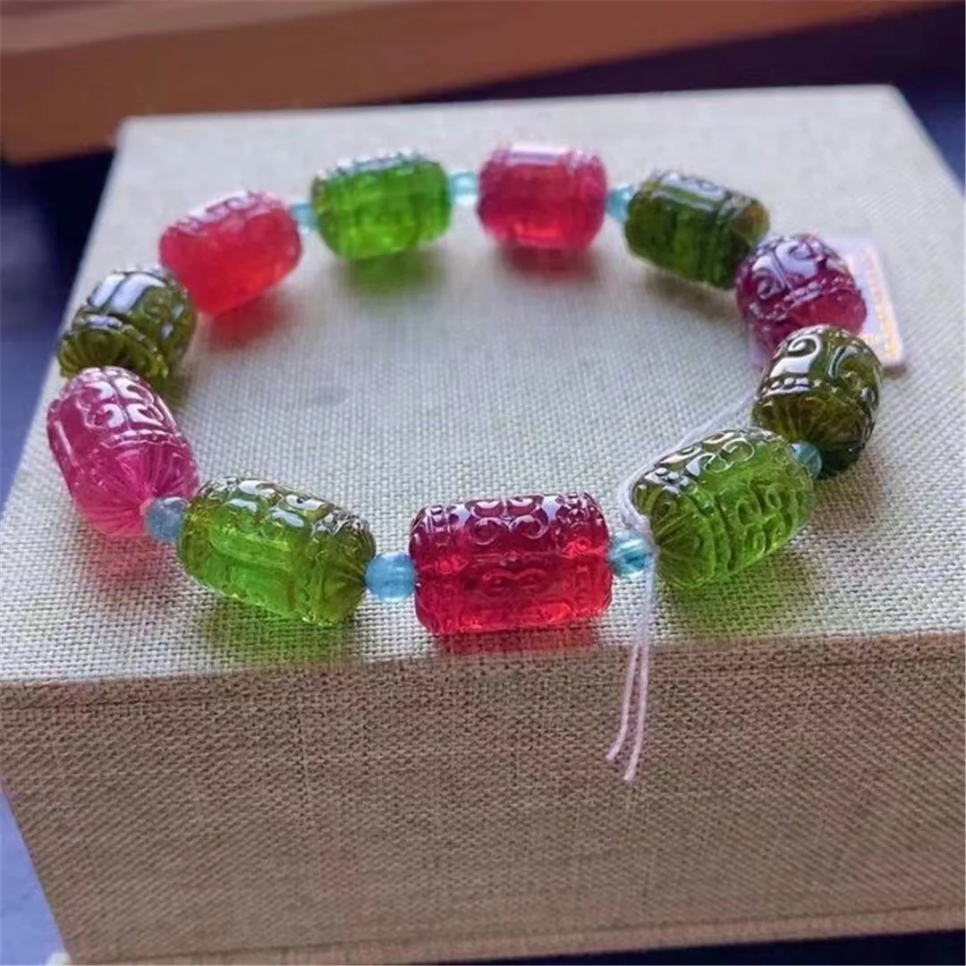 Natural Tourmaline Quartz Bracelet Jewelry For Women Lady Man Gift Wealth Red Green Crystal 14x10mm Crafted Beads Strands AAAAA
Natural Tourmaline Quartz Bracelet Jewelry For Women Lady Man Gift Wealth Red Green Crystal 14x10mm Crafted Beads Strands AAAAA