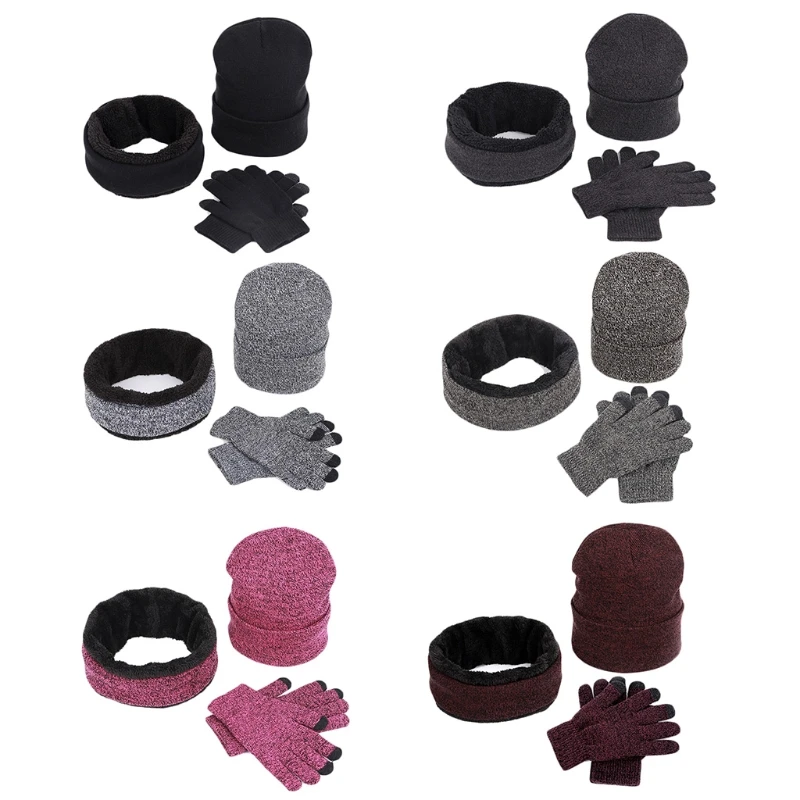 Unisex 3Pcs Winter Beanie Hat Circle Scarf Touch Screen Gloves Set Solid Color Knit Plush Lined Skull Cap Neck Warmer
Unisex 3Pcs Winter Beanie Hat Circle Scarf Touch Screen Gloves Set Solid Color Knit Plush Lined Skull Cap Neck Warmer