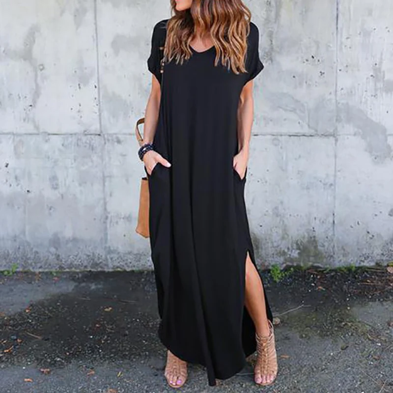 Hot Plus Size 5XL Sexy Women Summer Solid Casual Short Sleeve Maxi Dress for Women Long Dress Free Shipping Lady Dresses
Hot Plus Size 5XL Sexy Women Summer Solid Casual Short Sleeve Maxi Dress for Women Long Dress Free Shipping Lady Dresses