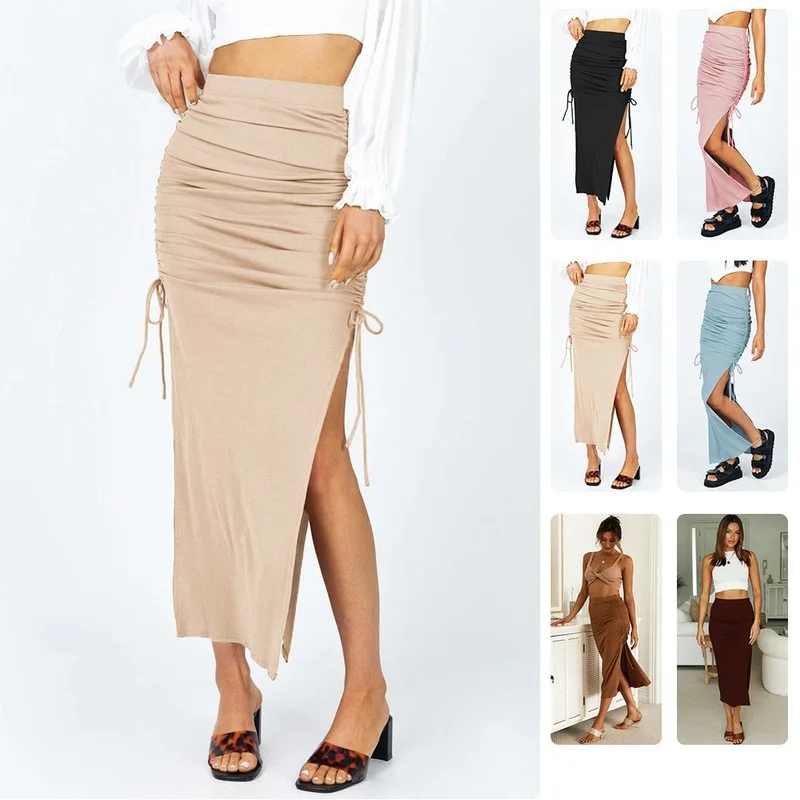 Юбка Женская длинная трапециевидная с разрезом и завышенной талией 
Юбка Женская длинная трапециевидная с разрезом и завышенной талией