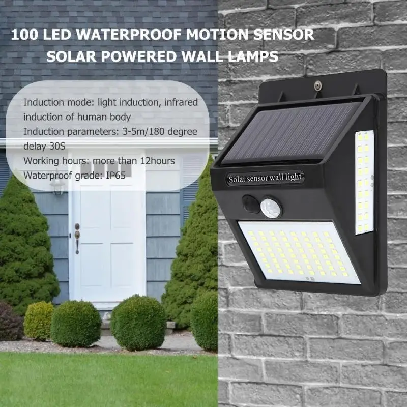 Rechargeable Solar Light 20 30 48 60 96 LED Waterproof PIR Motion Sensor Security Lamp Outdoor Emergency Wall | Освещение
