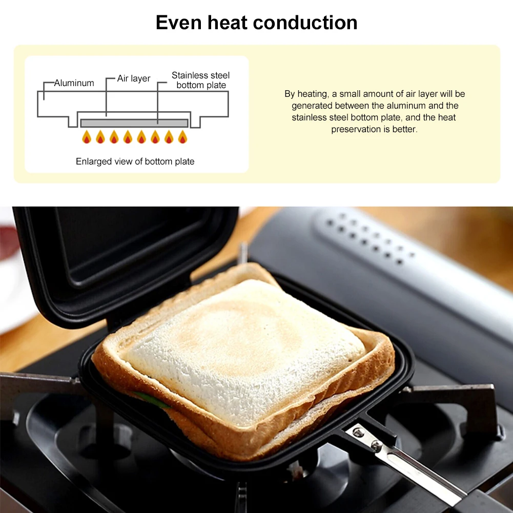 

Double Sided Sandwich Pan Non Stick Foldable Grill Frying Pan For Bread Toast Breakfast Machine Waffle Pancake Ktchen Cookware