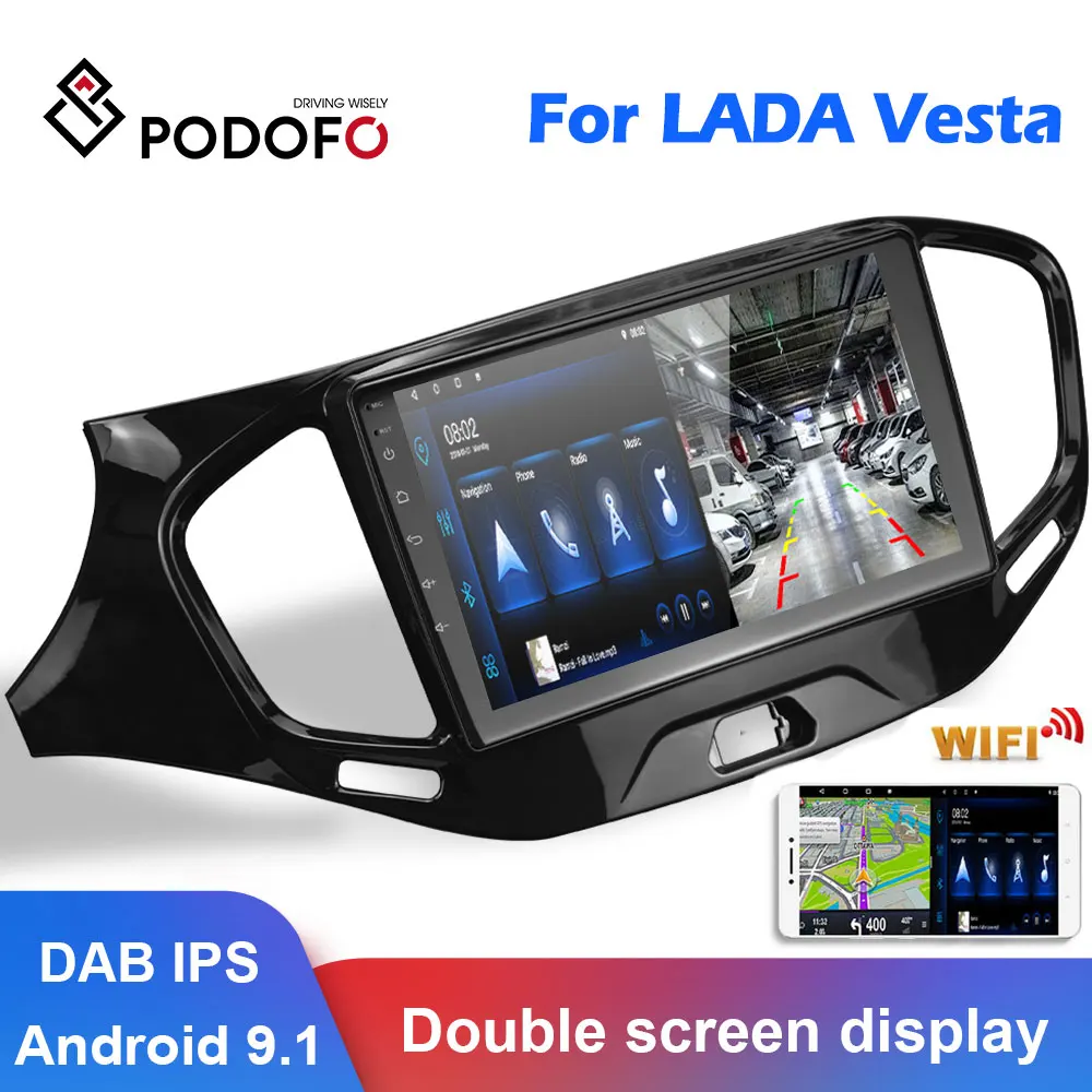 Автомобильный мультимедийный видеоплеер Podofo для Lada VESTA Cross Sport 2015-2019 gps-навигация