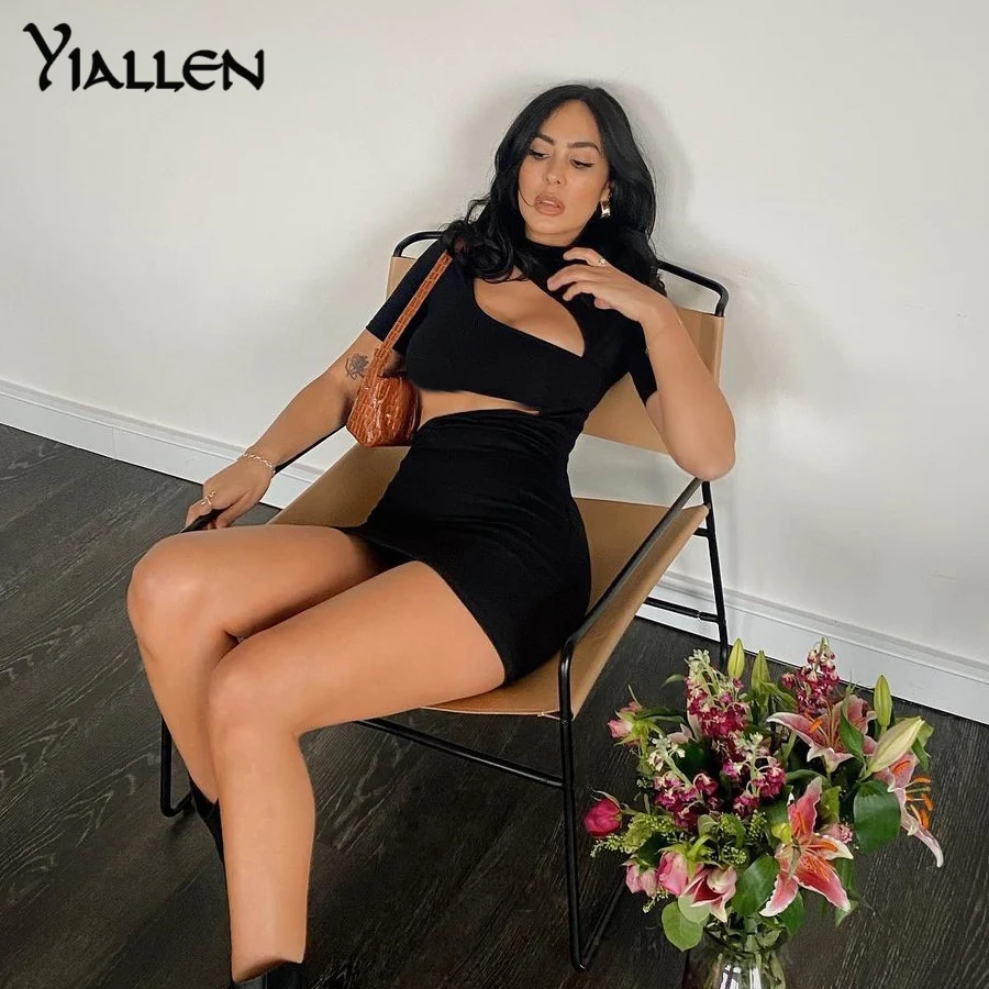 Yiallen Fashion Casual Sexy Simple Black Hollow Out Short Sleeve O Neck Mini Bodycon Dress Y2K For Women Slim Stretch Dress
Yiallen Fashion Casual Sexy Simple Black Hollow Out Short Sleeve O Neck Mini Bodycon Dress Y2K For Women Slim Stretch Dress