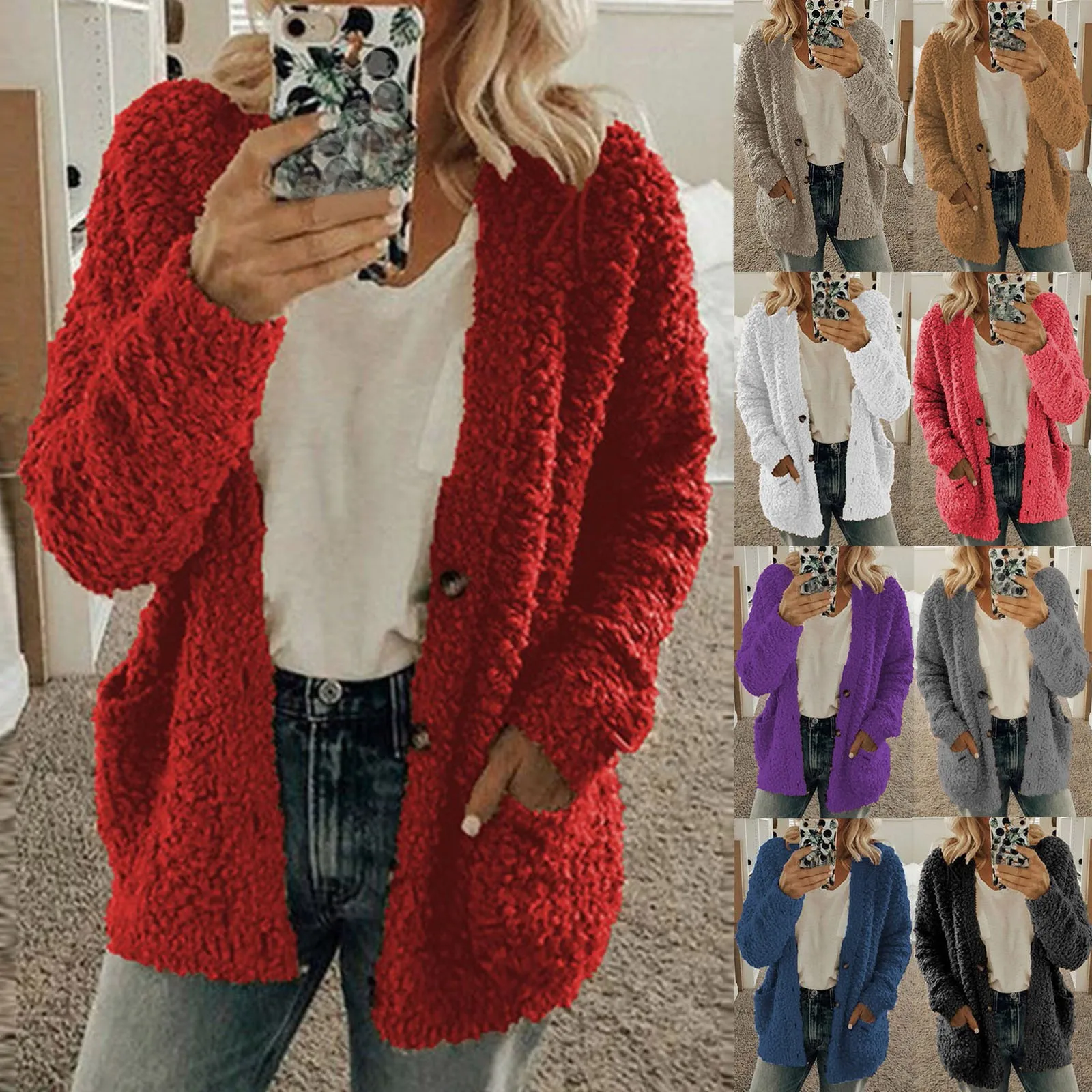 Winter Jacket Women Casual Plus Size Plush Sweater Pockets Outerwear Buttons Cardigan Coat Warm Clothes Chaqueta Mujer 2022
Winter Jacket Women Casual Plus Size Plush Sweater Pockets Outerwear Buttons Cardigan Coat Warm Clothes Chaqueta Mujer 2022