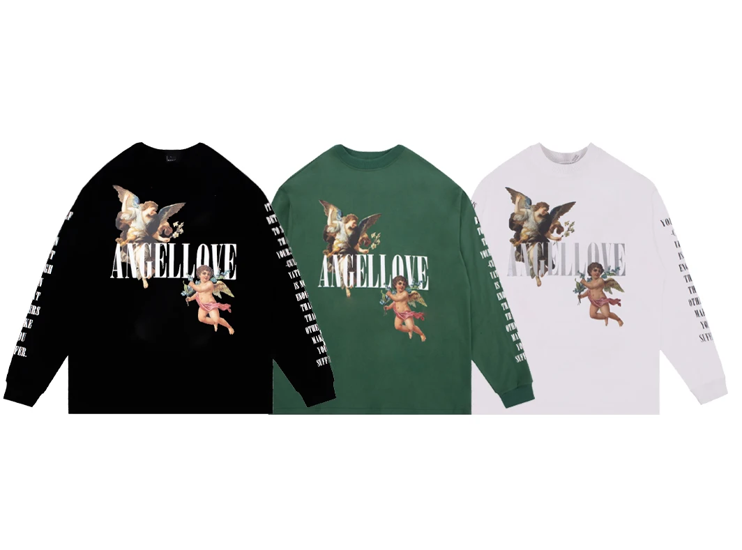 Mt99 American retro Angel printed long sleeve T-shirt fried Street hiphop loose small neckline bottomed shirt men's top
Mt99 American retro Angel printed long sleeve T-shirt fried Street hiphop loose small neckline bottomed shirt men's top