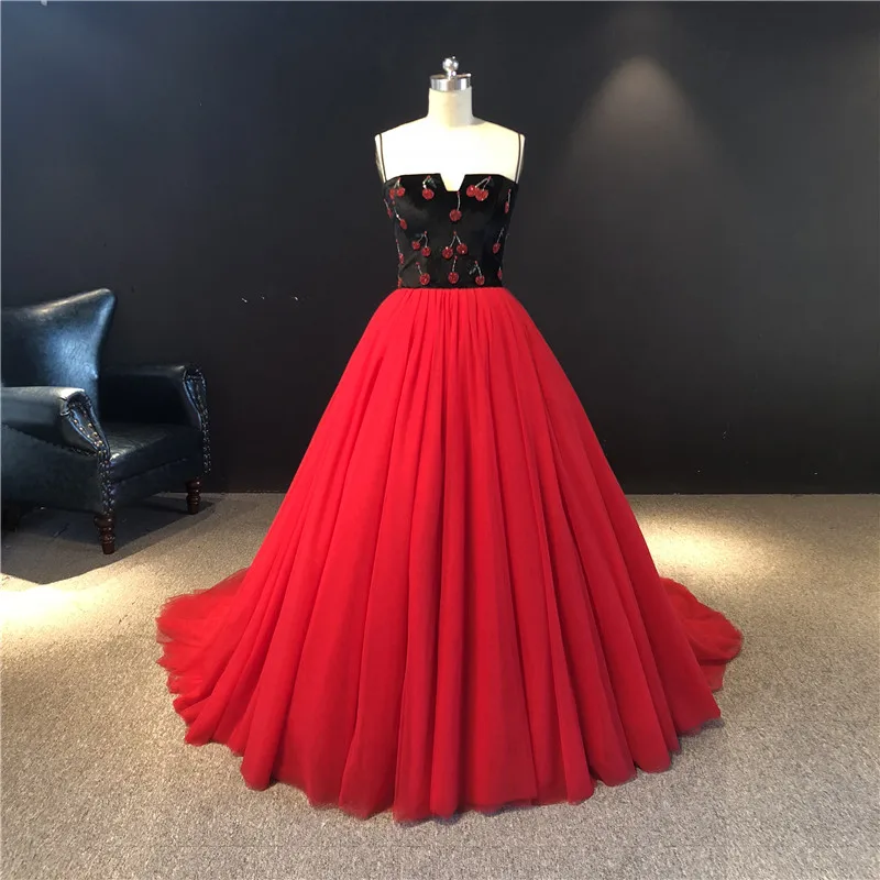 100% Real Pictures Red and Black Cherry Beads Strapless Floor Lenght Ball Gown Formal Prom Party Celebrity Dance Evening Dress
100% Real Pictures Red and Black Cherry Beads Strapless Floor Lenght Ball Gown Formal Prom Party Celebrity Dance Evening Dress