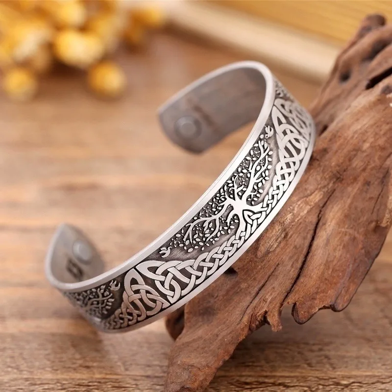 Vintage Nordic Style Life Tree Engraved Viking Cuff Bangle Magnetic Health Bracelet for Men Women Casual Punk Jewelry
Vintage Nordic Style Life Tree Engraved Viking Cuff Bangle Magnetic Health Bracelet for Men Women Casual Punk Jewelry