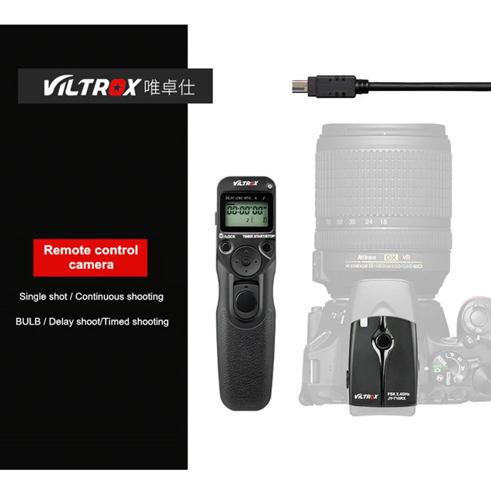 

Viltrox JY-710 Camera Wireless Timer Remote Shutter Release Control for Canon 5DIII 6D2 Nikon D810 Panasonic GH5 G10 Sony A9 A7M