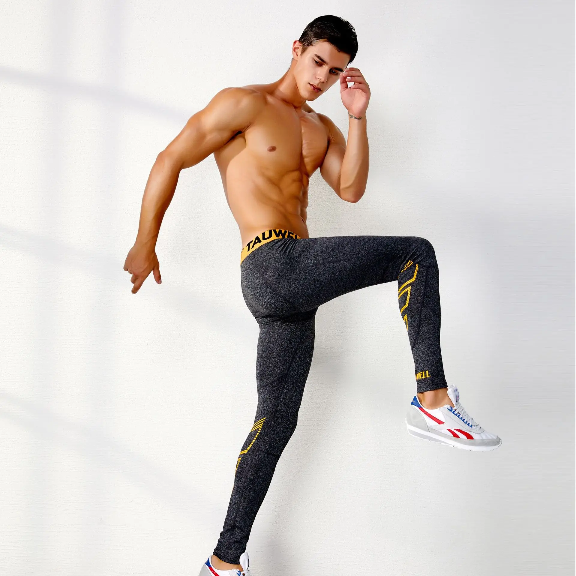 Брюки мужские спортивные с высокой талией штаны для фитнеса и бега тренировочные