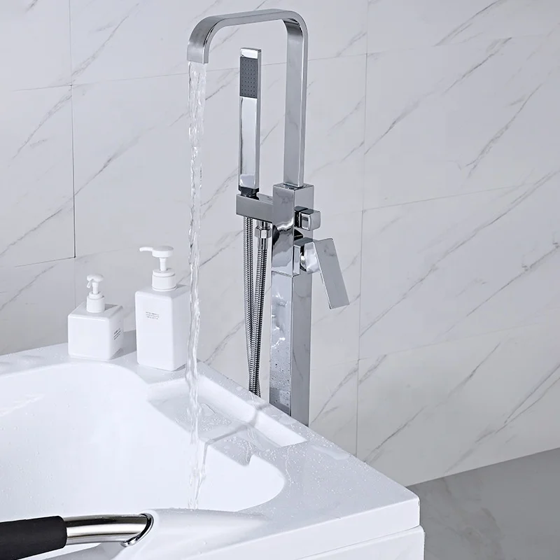 Standing Bathroom Shower Tap Floor Bathtub Faucet with Shower Brass
Standing Bathroom Shower Tap Floor Bathtub Faucet with Shower Brass