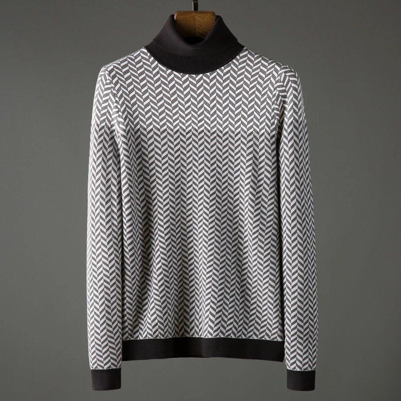 Winter warm men's fashion contrast jacquard high end wool cashmere Tencel men's reversible turtleneck sweater
Winter warm men's fashion contrast jacquard high end wool cashmere Tencel men's reversible turtleneck sweater