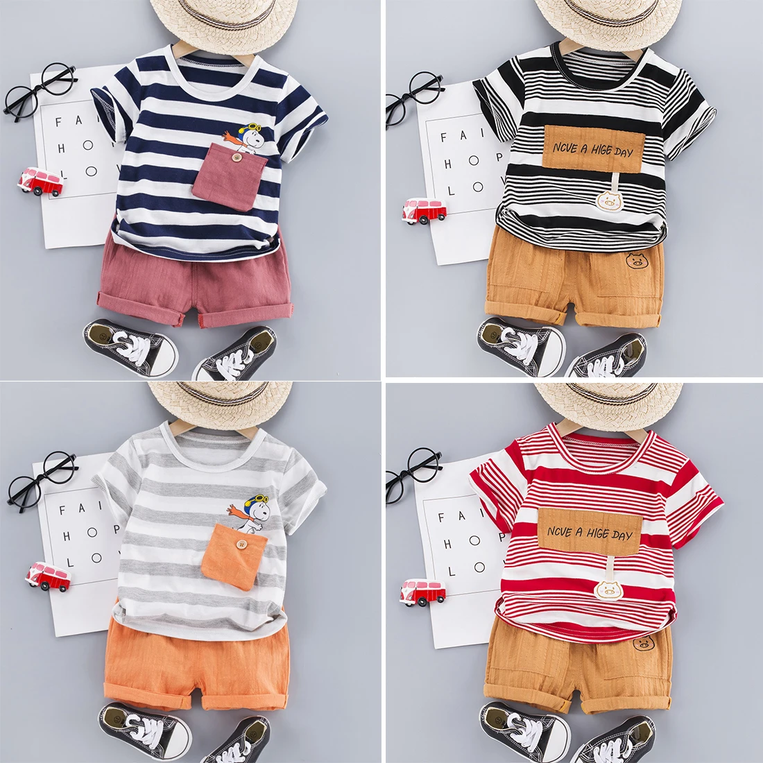 Комплект одежды из 2 предметов для новорожденных мальчиков ясельного возраста, комплект одежды для маленьких мальчиков в полоску с рисунко... 
Комплект одежды из 2 предметов для новорожденных мальчиков ясельного возраста, комплект одежды для маленьких мальчиков в полоску с рисунко...