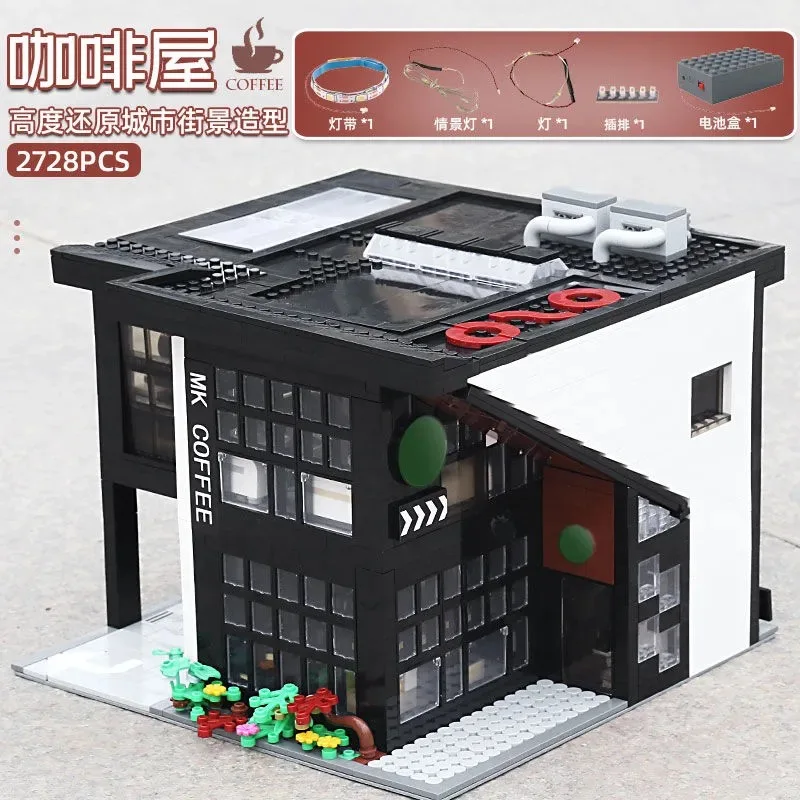 Building block toy mold King Street View Block Modern cafe module with Led partially assembled brick children's toy pellets
Building block toy mold King Street View Block Modern cafe module with Led partially assembled brick children's toy pellets