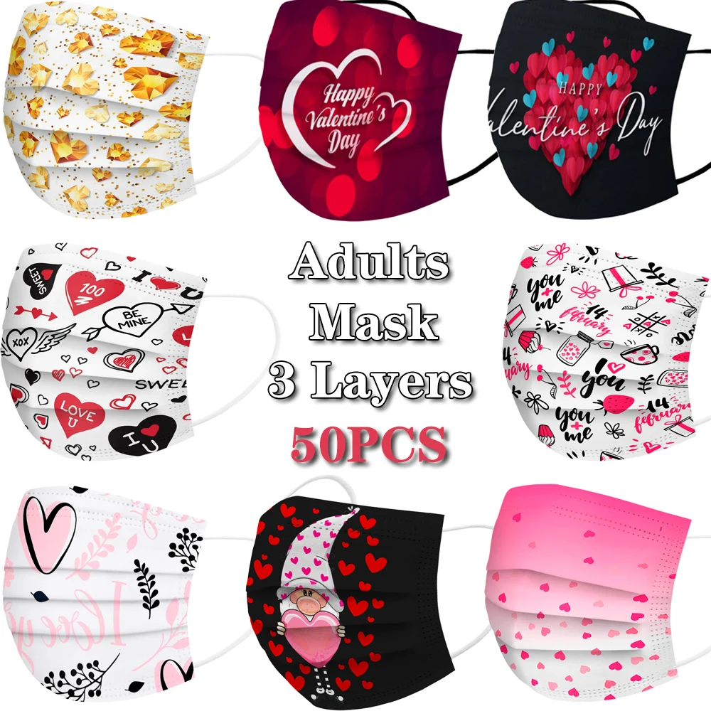 Valentine's Day Print 50pcs Adult Mask Disposable Face Mask 3ply Ear Loop Security Protection Mask Mascarilla Face Mouth Cover
Valentine's Day Print 50pcs Adult Mask Disposable Face Mask 3ply Ear Loop Security Protection Mask Mascarilla Face Mouth Cover