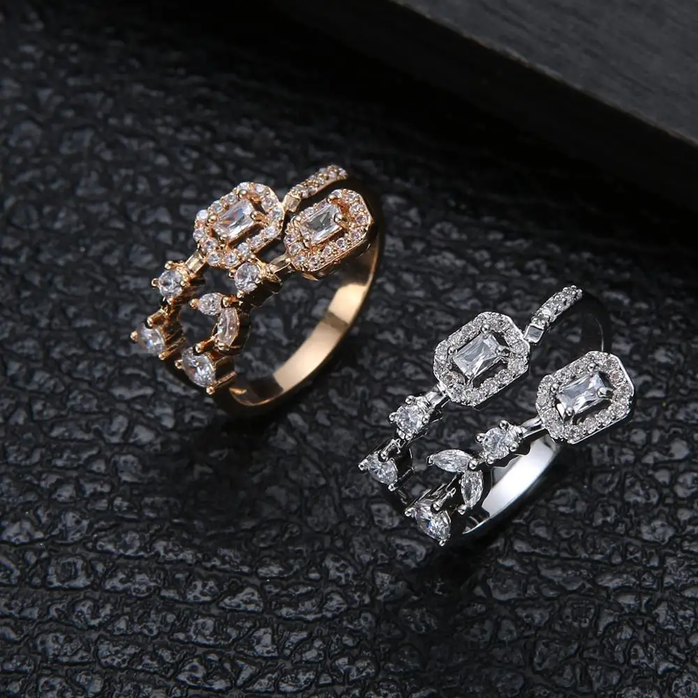 EYER Classic Princess Cut Shiny Cubic Zirconia Free Size Big Verlovings Finger Rings for Bridal Wedding Brand Party Jewerly
EYER Classic Princess Cut Shiny Cubic Zirconia Free Size Big Verlovings Finger Rings for Bridal Wedding Brand Party Jewerly