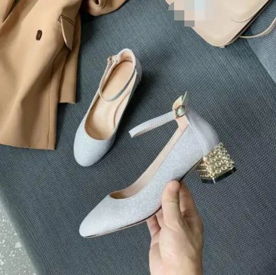 Women Chunky Heel Shoes Chunky Heel Casual Sequins Pumps Ankle Strap Ladies Shoe
Women Chunky Heel Shoes Chunky Heel Casual Sequins Pumps Ankle Strap Ladies Shoe