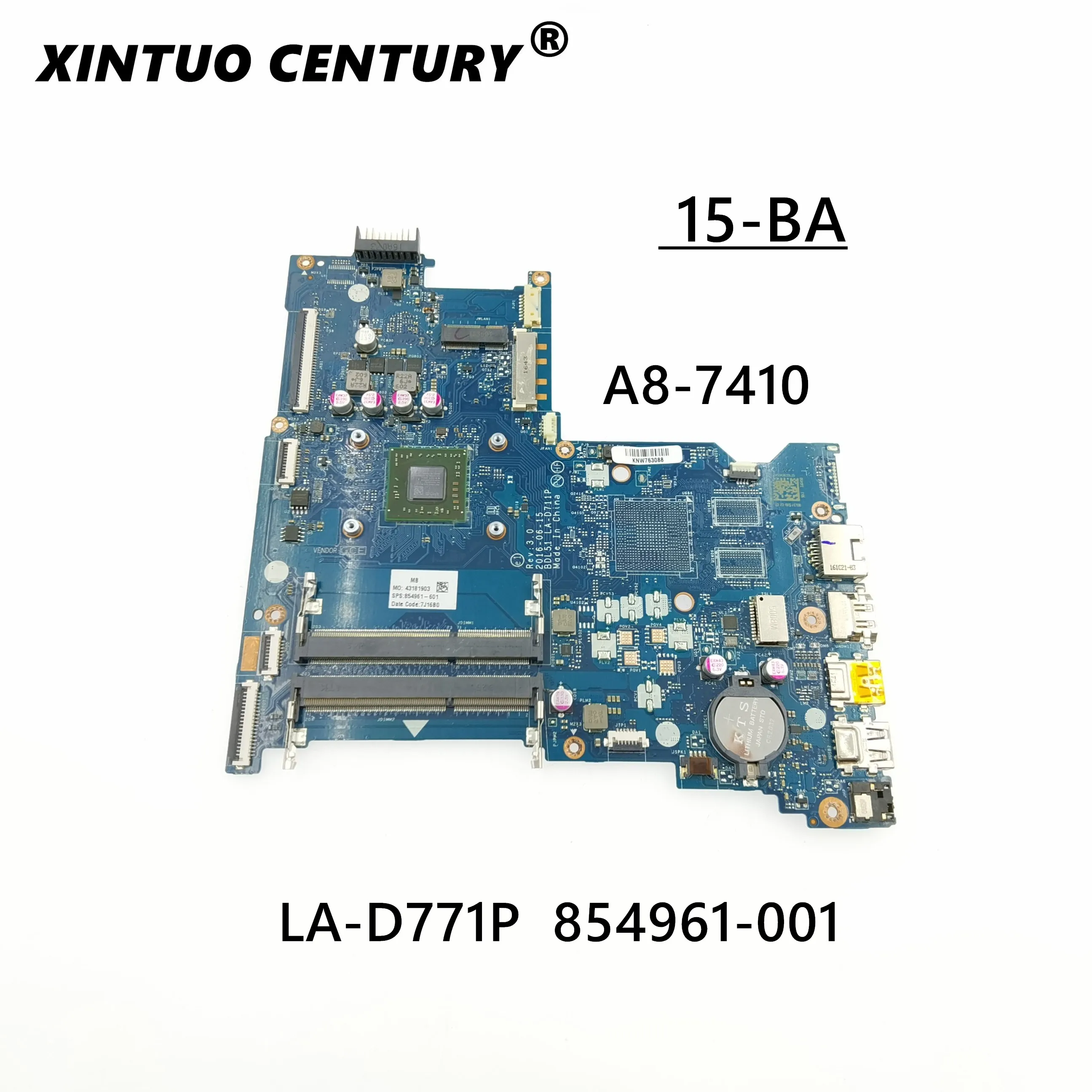FOR HP PAVILION 15-BA laptop motherboard 854961-601 854961-501 854961-001 LA-D711P w/ A8-7410 CPU DDR3
FOR HP PAVILION 15-BA laptop motherboard 854961-601 854961-501 854961-001 LA-D711P w/ A8-7410 CPU DDR3
