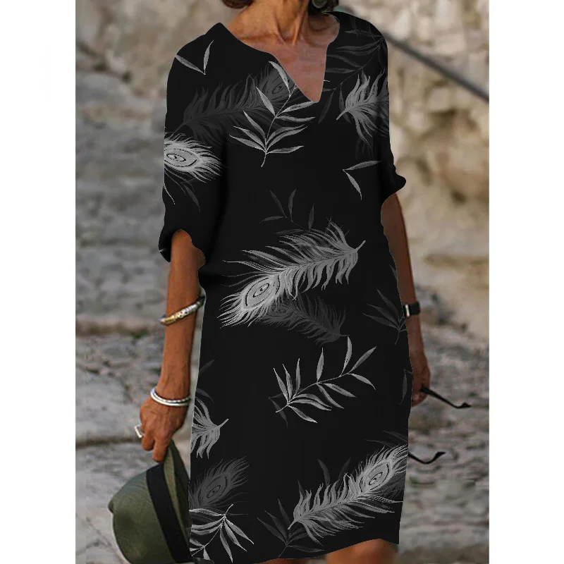 2021 Feather Printed Half Sleeve Women's Dress Summer Fashion Casual Vintage V-Neck Robe Oversized Loose Harajuku Party Dresses
2021 Feather Printed Half Sleeve Women's Dress Summer Fashion Casual Vintage V-Neck Robe Oversized Loose Harajuku Party Dresses