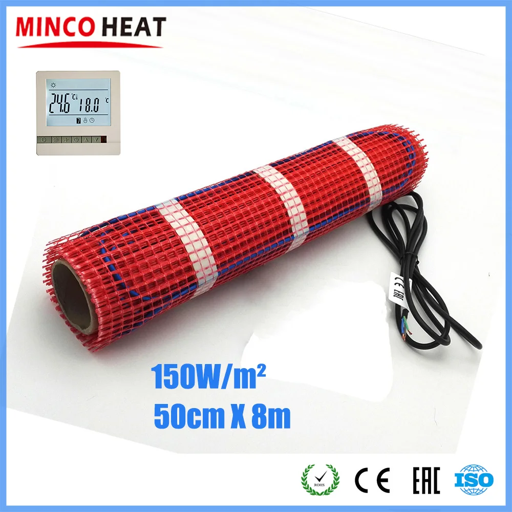 Minco Heat 8 м x 50 см 150 Вт коврик для подогрева снежного пола FEP изолированный прочный и