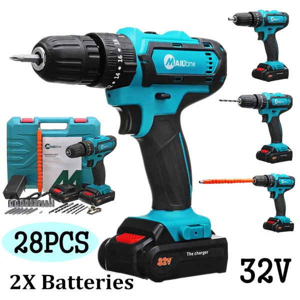 32V 6000mah Cordless Drill 1850RPM 3 IN 1 Electric Screwdriver Hammer Impact Drill Power Tool 2 tin sign Metal wall plate
32V 6000mah Cordless Drill 1850RPM 3 IN 1 Electric Screwdriver Hammer Impact Drill Power Tool 2 tin sign Metal wall plate