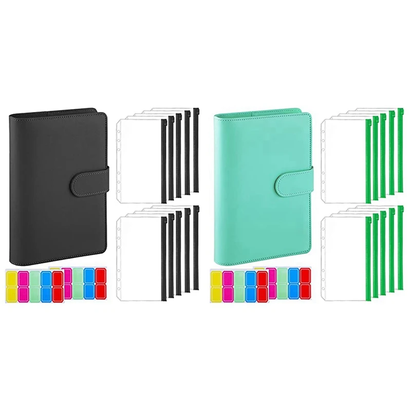 2 Set A6 Binder Pocket With Notebook Cover, PU Leather Binder Cover, Bill Management, Card Storage,Black & Green
2 Set A6 Binder Pocket With Notebook Cover, PU Leather Binder Cover, Bill Management, Card Storage,Black & Green