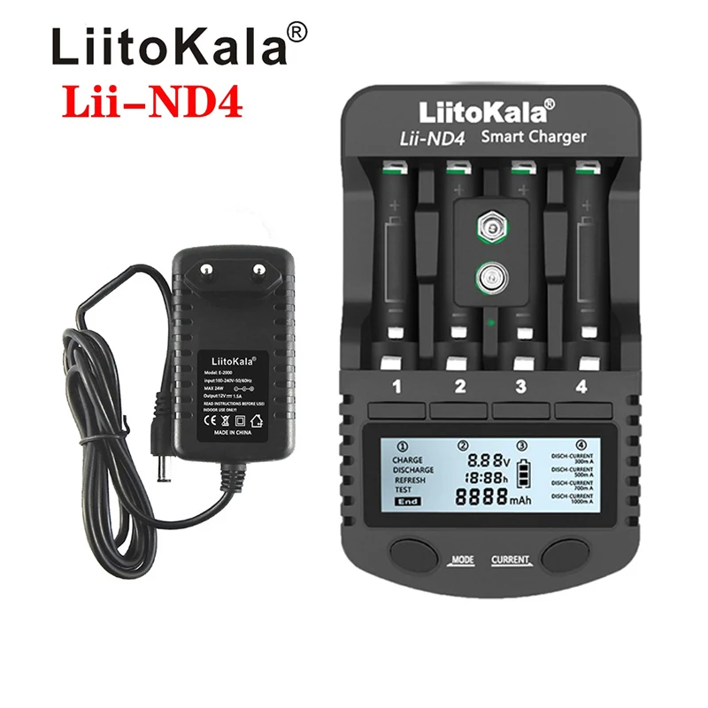 NiMH / Cd charger aa aaa charger LCD display and test battery capacity For 1.2 V aa aaa and 9V batteries Lii-ND4
NiMH / Cd charger aa aaa charger LCD display and test battery capacity For 1.2 V aa aaa and 9V batteries Lii-ND4