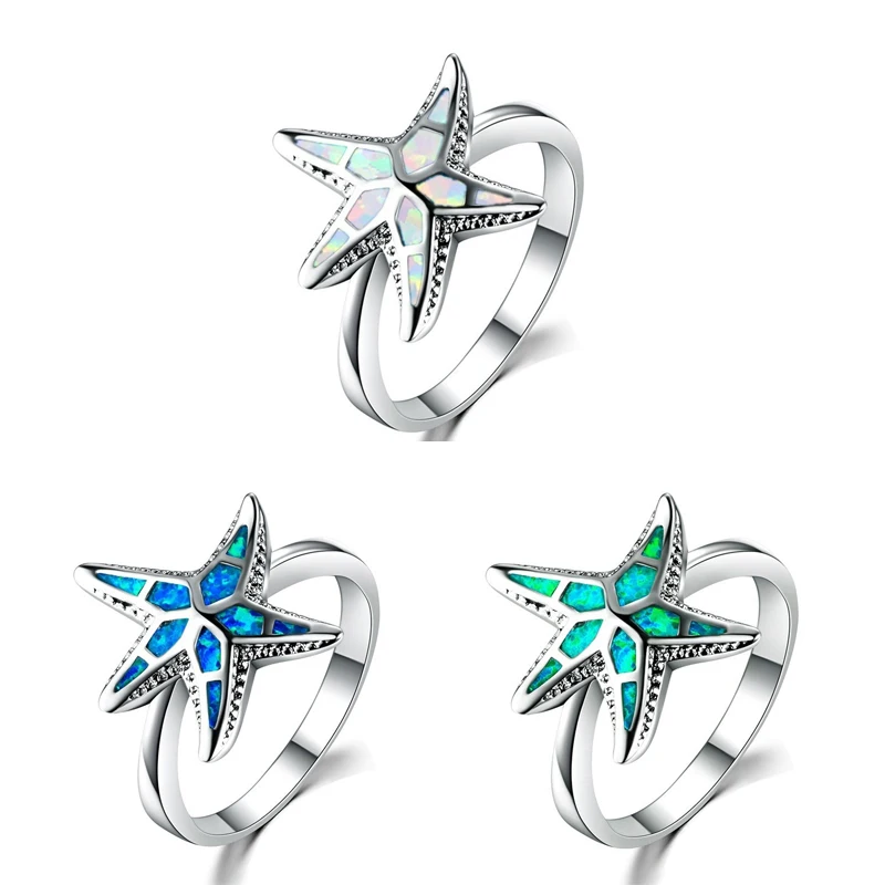 Cute Women Ring Fashion Blue Fire Opal Starfish Ring For Women Accessories Jewelry Bohemian Statement Party Gift
Cute Women Ring Fashion Blue Fire Opal Starfish Ring For Women Accessories Jewelry Bohemian Statement Party Gift