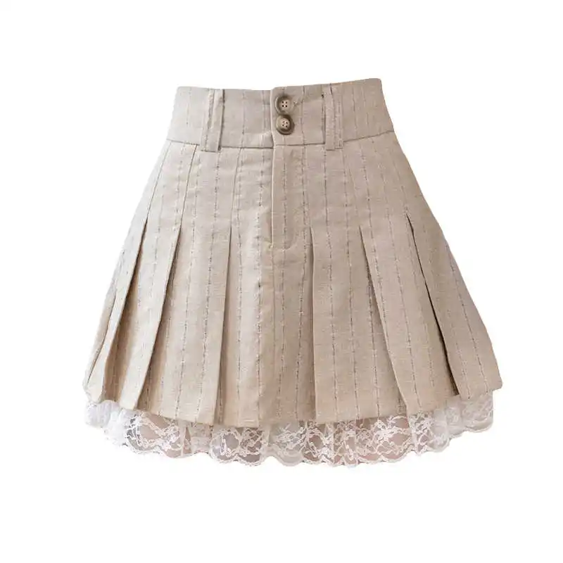 high Waist Mini Skirt Girl Japanese Korea Short Skirts Lolita Style Lace Stitching Dark Streaks Pleated Slim Summer Skirt Women
high Waist Mini Skirt Girl Japanese Korea Short Skirts Lolita Style Lace Stitching Dark Streaks Pleated Slim Summer Skirt Women