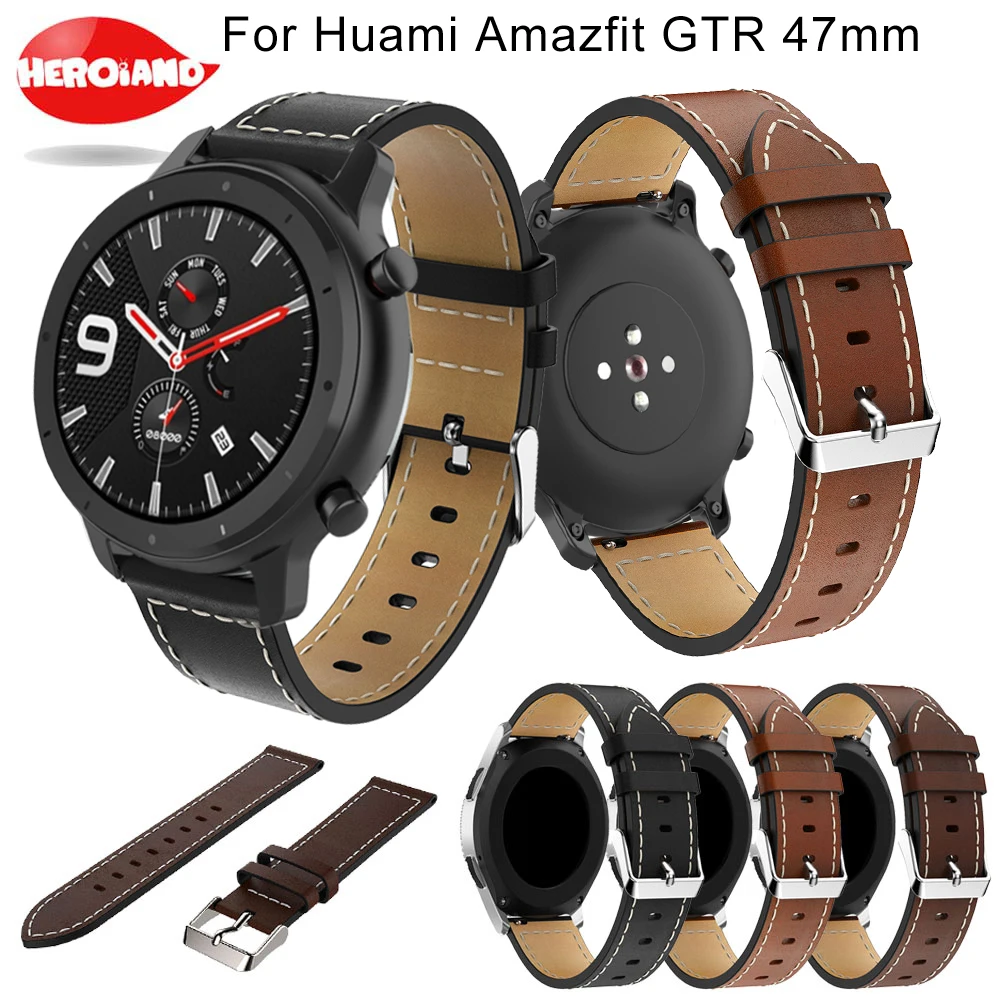 Ремешок из натуральной кожи 22 мм для Xiaomi Amazfit GTR 47 классический браслет huami amazfit -