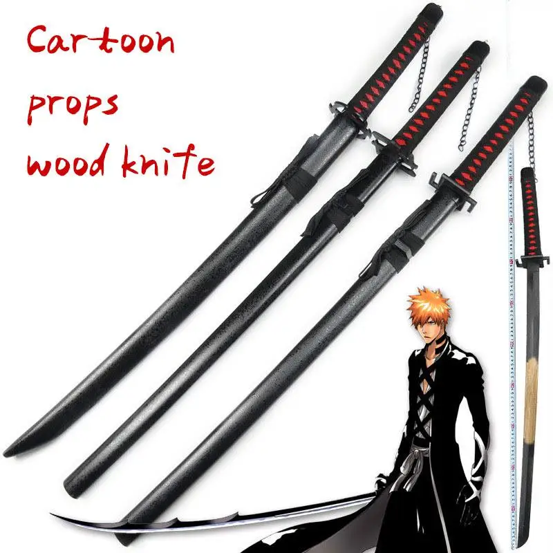 

Wooden Sword Weapon Bleach Espada Cosplay Arme Katana Sword Prop Wood Samurai Ninja Knife Stage Festival Nihontou Toys for Teens