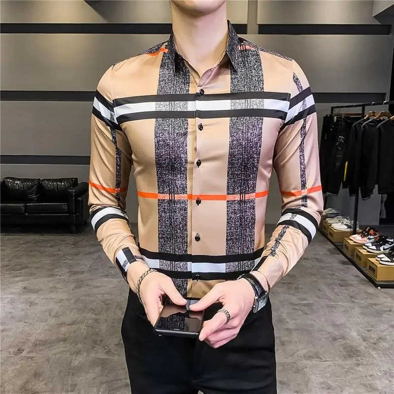 Streetwear Social Blouse Camisa Masculina 2021 Spring Korean Designer Casual Men Shirt Long Sleeve Slim Fit Mens Dress Shirts 
Streetwear Social Blouse Camisa Masculina 2021 Spring Korean Designer Casual Men Shirt Long Sleeve Slim Fit Mens Dress Shirts
