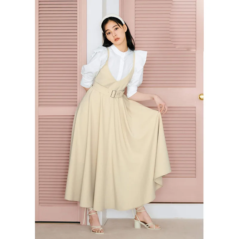 Women Dress 2021 Spring Autumn Korean Elegant Temperament Ladies Simple V-Neck Belted Sling Commuter Flared Vestidos
Women Dress 2021 Spring Autumn Korean Elegant Temperament Ladies Simple V-Neck Belted Sling Commuter Flared Vestidos