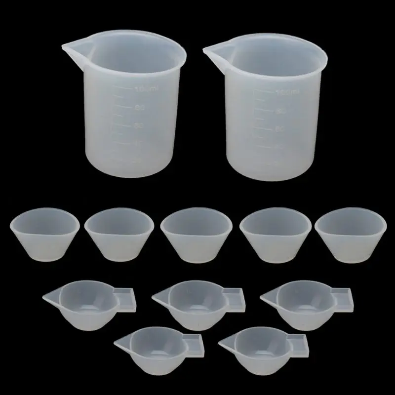 

U90E 12Pcs Resin Silicone Mixing Measuring Cups 100ml 20ml 10ml For UV Resin Mold DIY Resin Casting Jewelry Making Tools Kit