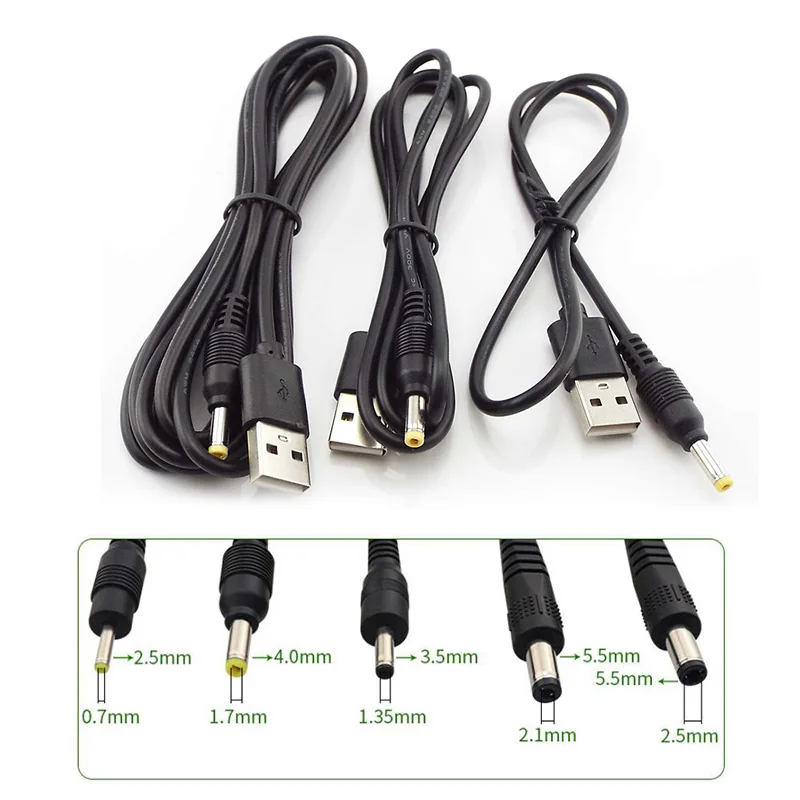 1Pcs USB A Male plug to DC 2.5 3.5 1.35 4.0 1.7 5.5 2.1 2.5mm Power supply Plug Jack type extension cable connector cords - купить по