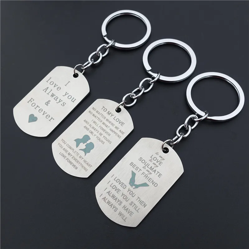 

12 Pieces Stainless Steel Keychains I Love You Forever Keyring Couples Lovers' Jewelry To My Love Mix Styles