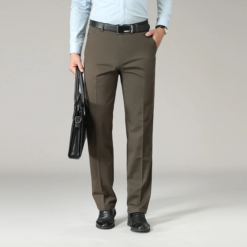 Plus Size 40 42 44 46 Autumn Winter New Men's High Waist Business Casual Pants 100% Cotton Classic Khaki Black Male Trousers 
Plus Size 40 42 44 46 Autumn Winter New Men's High Waist Business Casual Pants 100% Cotton Classic Khaki Black Male Trousers