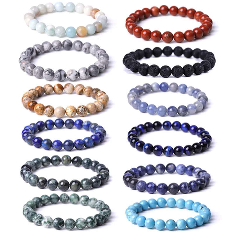 8MM Natural Stone Rose Quartz Tiger's Eye Aventurine Opal Agate Lava Bead Bracelet For Women Men Jewelry
8MM Natural Stone Rose Quartz Tiger's Eye Aventurine Opal Agate Lava Bead Bracelet For Women Men Jewelry