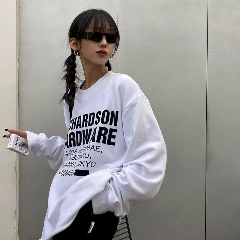Thin Long-sleeved Pullover Women New Student Loose Fall 2021 Women Clothing Goth Designer Sweatshirt Black Graphic Korean Tops
Thin Long-sleeved Pullover Women New Student Loose Fall 2021 Women Clothing Goth Designer Sweatshirt Black Graphic Korean Tops