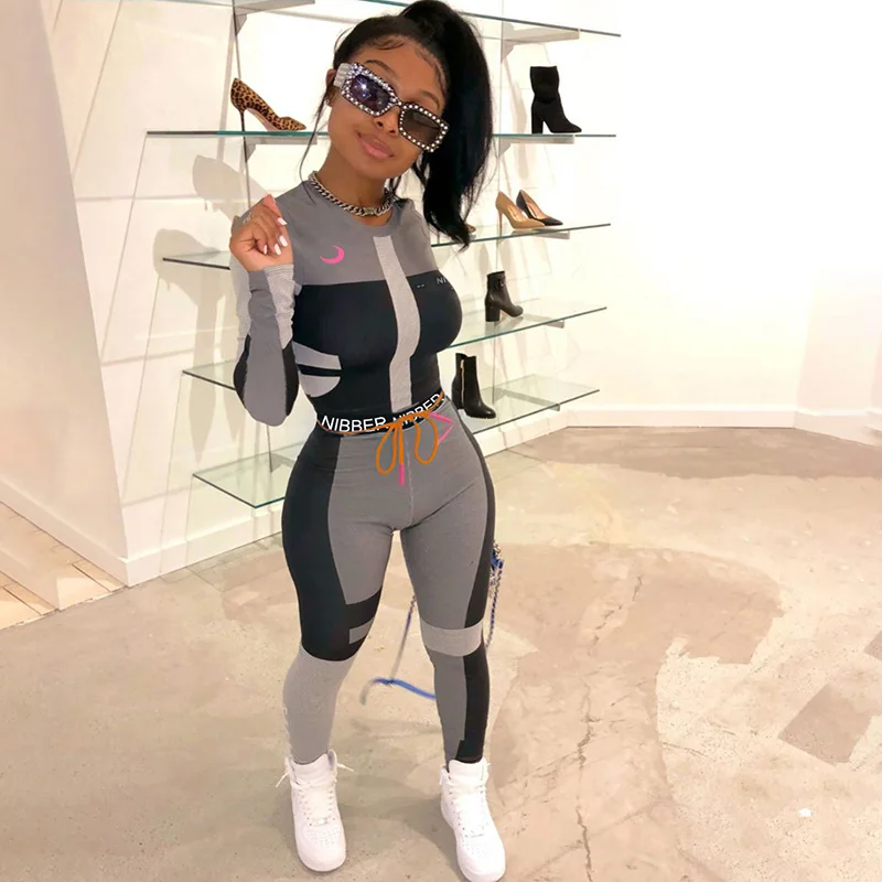 Women Fitness Two pieces set Female Tracksuits Long Sleeve Crop Top Letters Print Elastic Skinny Leggings Sportswear Slim Outfit
Women Fitness Two pieces set Female Tracksuits Long Sleeve Crop Top Letters Print Elastic Skinny Leggings Sportswear Slim Outfit