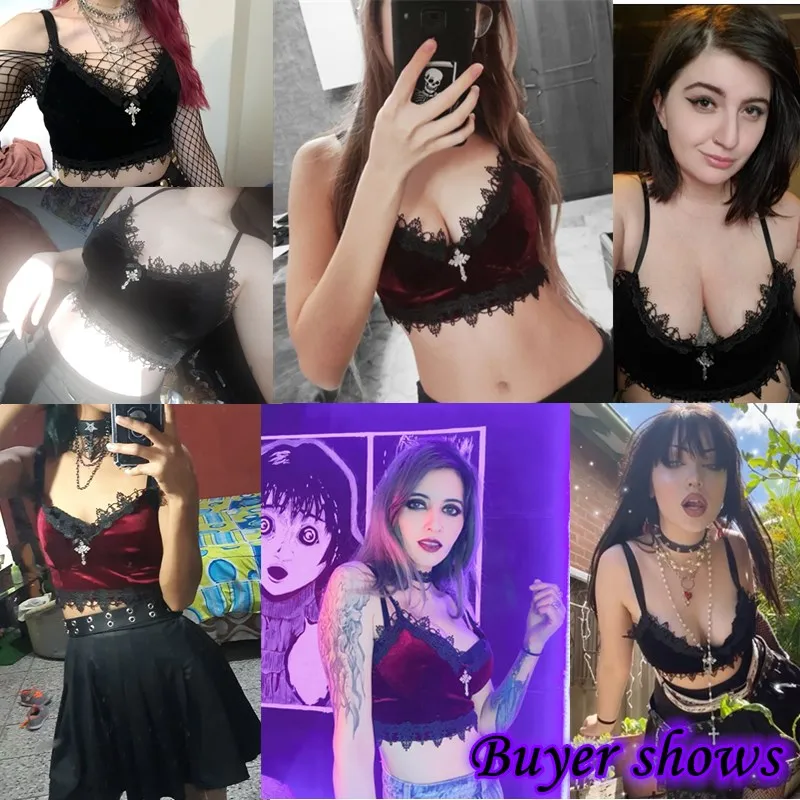 AltGirl Gothic Dark Sexy Velvet Camisole Women Harajuku Mall Goth Lace Trim Emo Alternative Crop Tank Tops Cottagecore Y2k Vests
AltGirl Gothic Dark Sexy Velvet Camisole Women Harajuku Mall Goth Lace Trim Emo Alternative Crop Tank Tops Cottagecore Y2k Vests