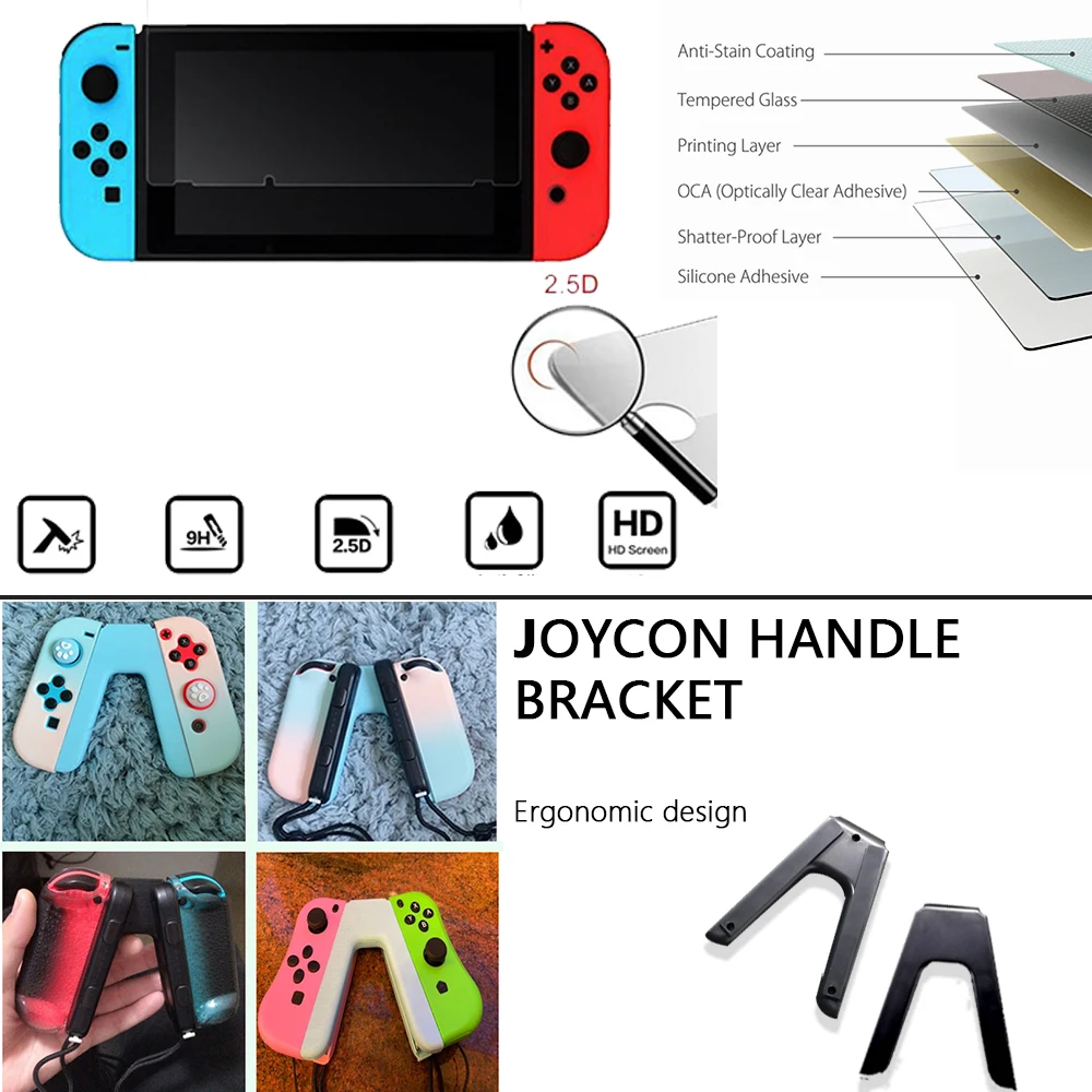 

Game Accessories Set For Nintend Switch Travel Carrying Bag Joycon Protective Cover Charging Dock Screen Protector Case Card Box